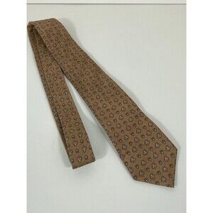 Yves Saint Laurent All Silk Brown Geometric Print Neck Tie